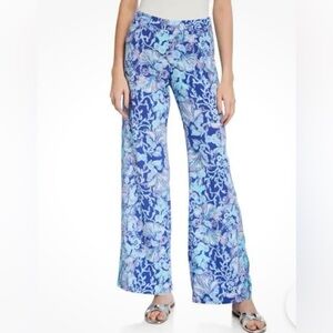 Lilly Pulitzer / Bal Harbour Mid Rise Palazzo Pants / Designer Floral Pants